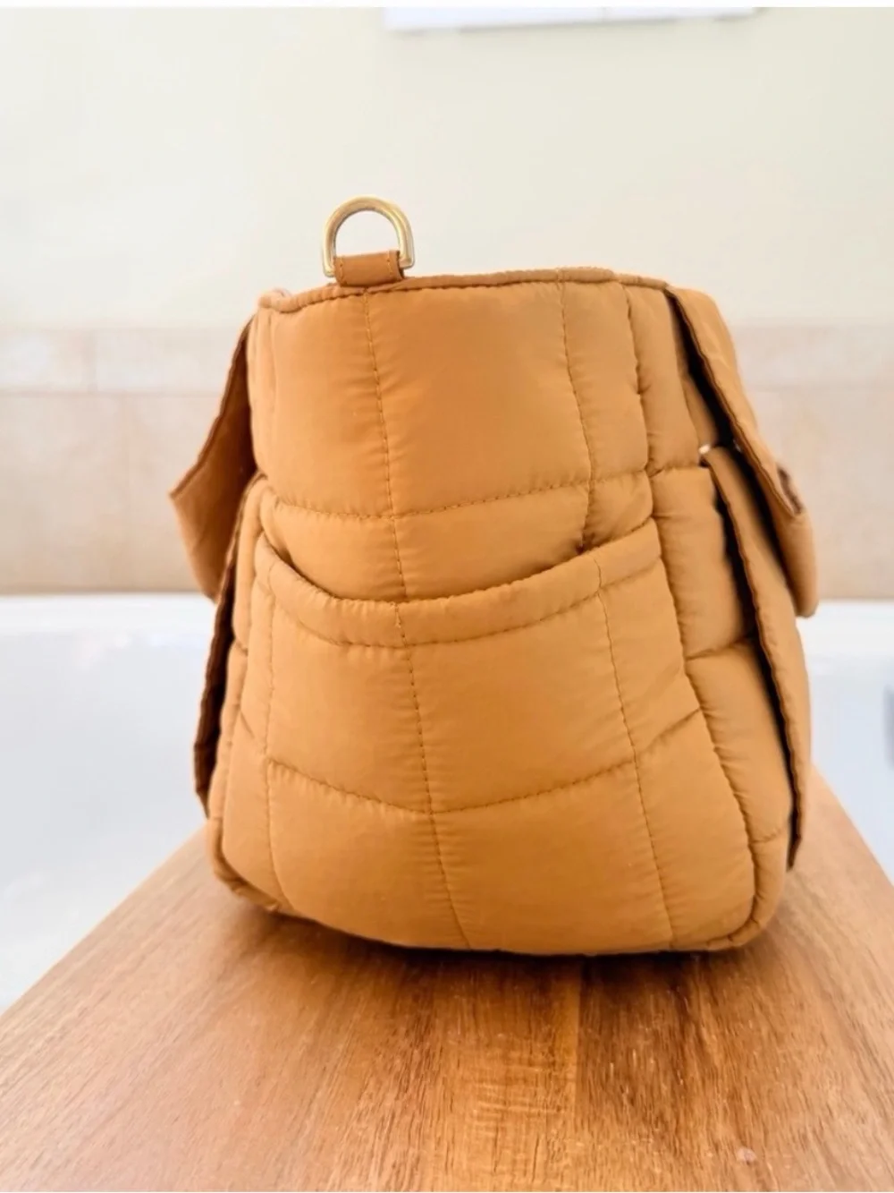 Clare V Le Petit Box Tote Sportif - Mustard Quilted Puffer original $185